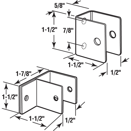 Prime-Line Stainless Steel U-bracket and One Ear Wall Bracket, 1/2 in., Stainless Steel, Satin Single Pack 656-2891-SS